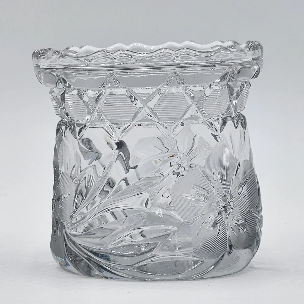 McKee Clematis Sugar Bowl Innovation Cut Clear Pressed Glass EAPG Antique 1910s